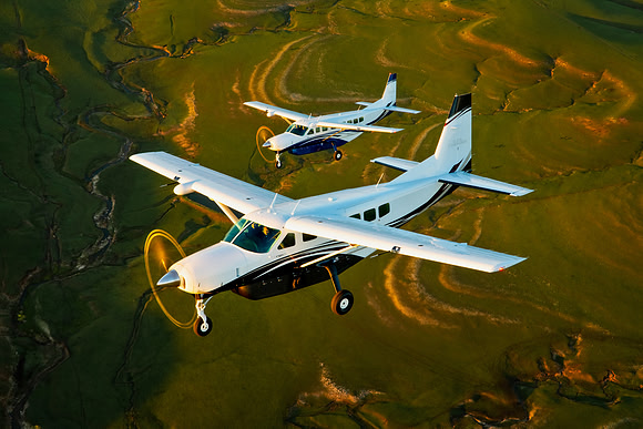 Cessna Caravans in flight